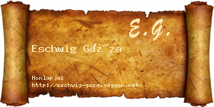 Eschwig Géza névjegykártya