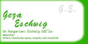 geza eschwig business card
